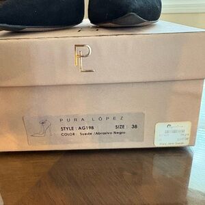 Pura López Black Suede Heels